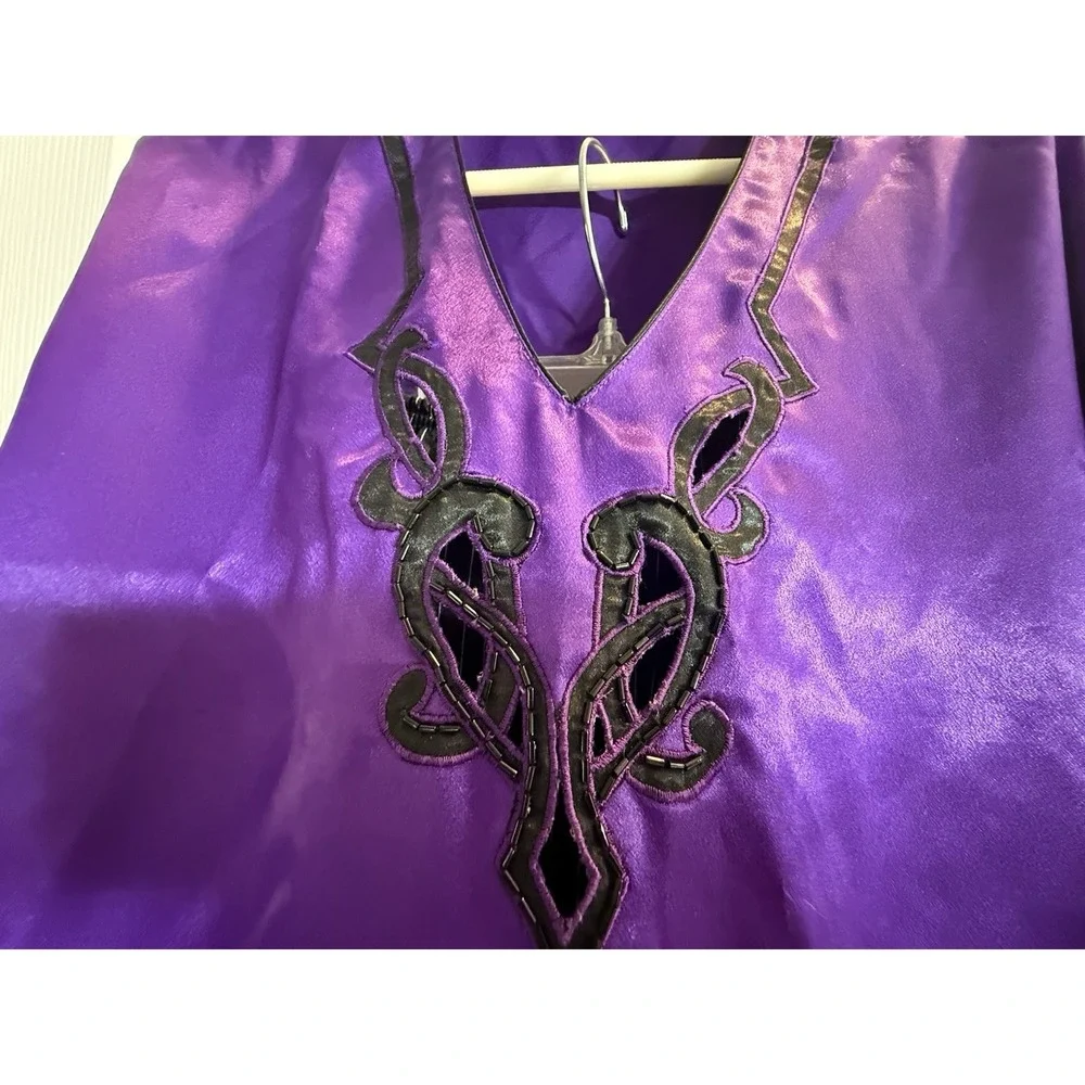 Vtg Victoria's Secret Gold Label Purple Satin Top S Macys Pinstripe Pants M Set